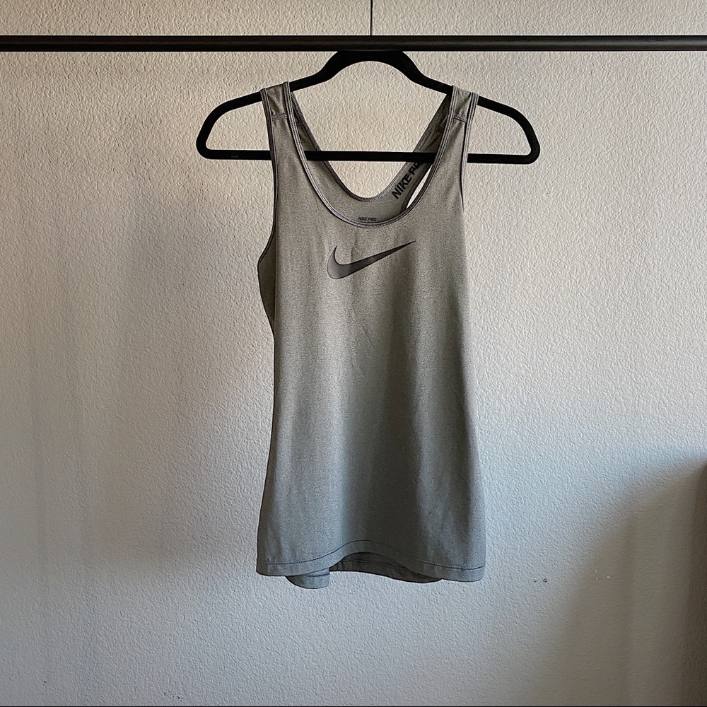 Nike pro Athletic dri-fit grey logo tank top small